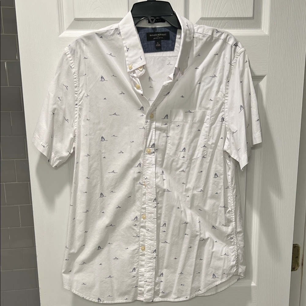 Banana Republic White Shirt with Nautical Patterns